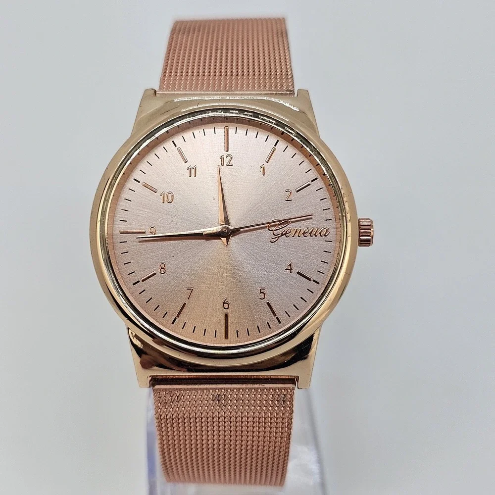 36MM Women's Watch Gold‎ Dial Gold Mesh Bracelet Bands New Battery